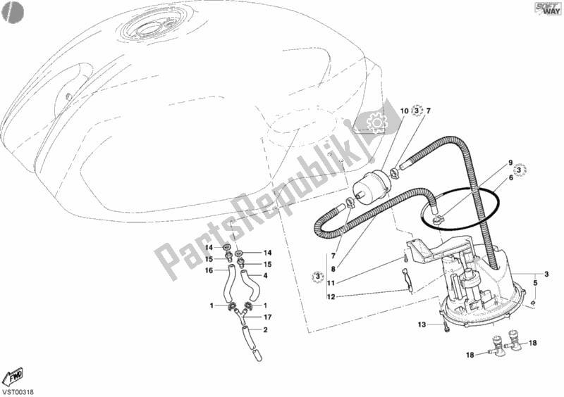 All parts for the Fuel Pump of the Ducati Monster S2R 800 Dark 2005